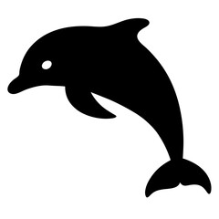 Obraz premium Silhouette of a playful dolphin leaping from the water in black color