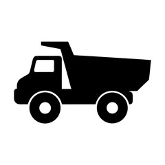 Simple Black and White Dump Truck Vector Illustration for Children