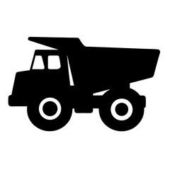 Simple Black and White Silhouette Illustration of a Heavy Duty Dump Truck
