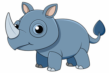 rhino cartoon vector on white background