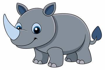 rhino cartoon vector on white background