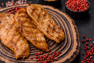 Chicken breast, grilled fillet, meat meal on a plate