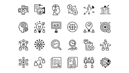 A set of vector business icons for the web includes symbols for network, computer, social media, and internet design