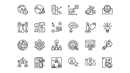 A set of black vector icons offers seamless web design symbols and business illustrations in a doodle sketch pattern