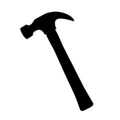 Silhouette of a claw hammer used for carpentry and construction work