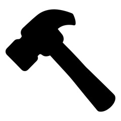 Isolated black silhouette illustration of a common claw hammer tool