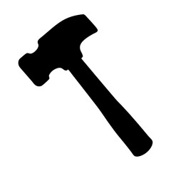 Silhouette of a common hammer on a white background, useful tool