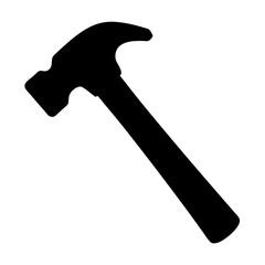 Black silhouette of a claw hammer tool on a plain white background
