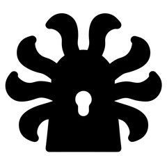 Abstract Black Silhouette of an Octopus with a Keyhole Motif in center