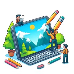 laptop and world map