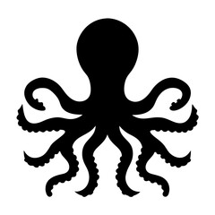 Simple silhouette of an octopus with eight arms and a bulbous head