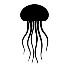 Black jellyfish silhouette on white background, an ocean creature design