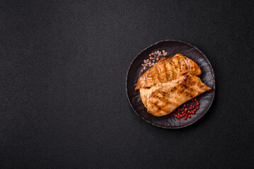Chicken breast, grilled fillet, meat meal on a plate