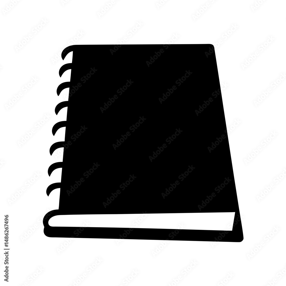 Poster black spiral bound notebook against white background as a design element