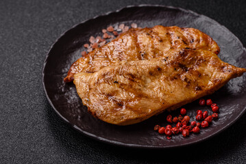 Chicken breast, grilled fillet, meat meal on a plate
