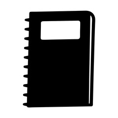 A stylized black and white drawing of a wire bound note book