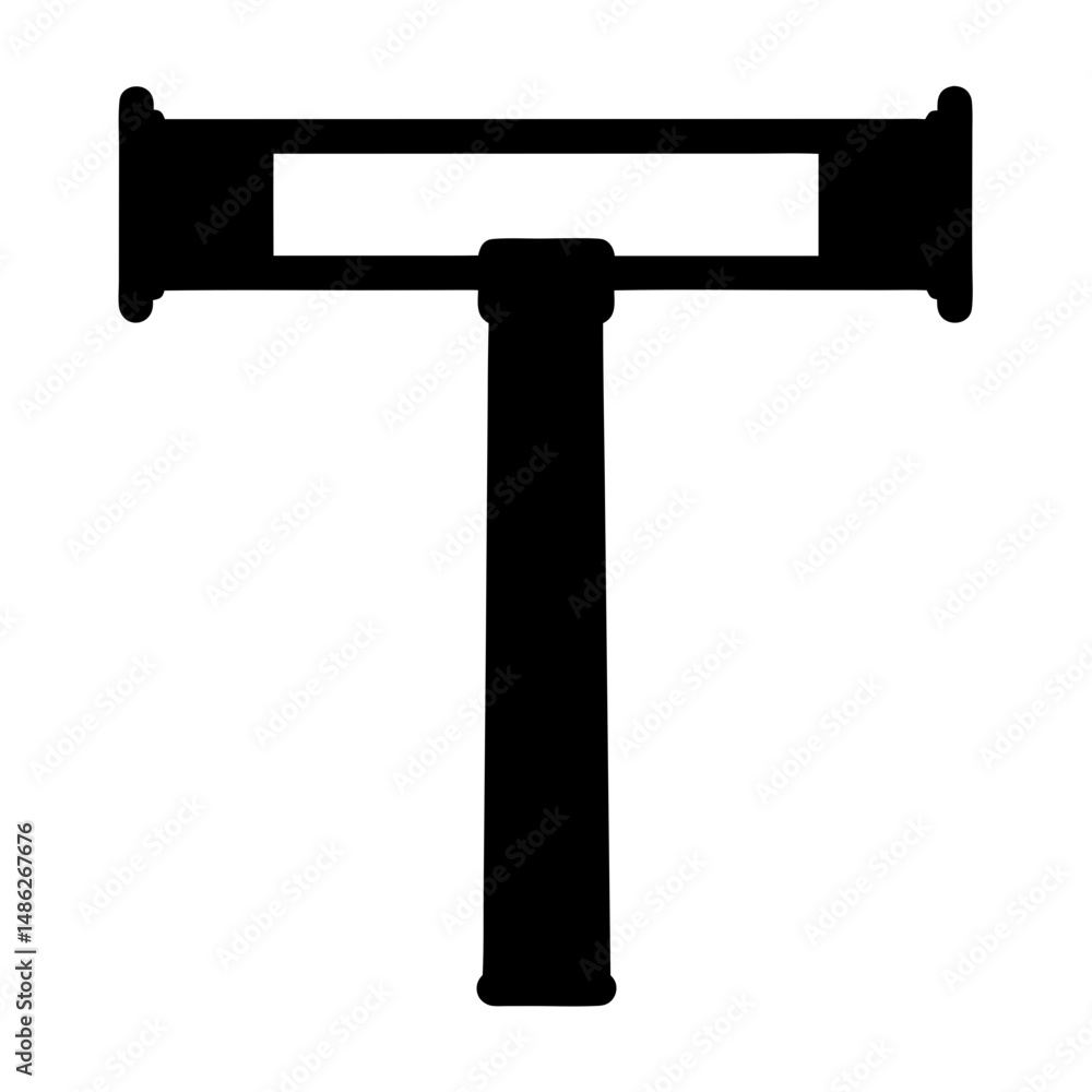 Poster abstract black sign in the shape of a t with border detail
