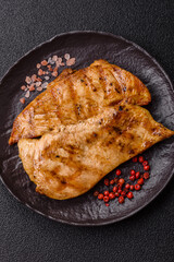 Chicken breast, grilled fillet, meat meal on a plate