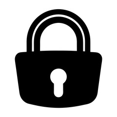 Black and White Illustration of a Secure Padlock Symbol with Keyhole