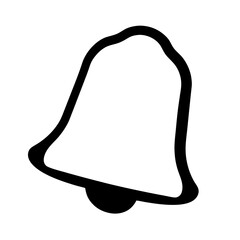 Simple black and white notification bell outline with playful rounded features
