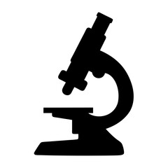 Detailed black silhouette of a microscope for scientific and laboratory use