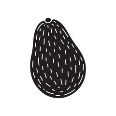  Black avocado icon with cut and whole versions, minimalist vector style symbolizing health, natural food, and freshness