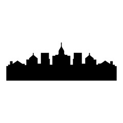 Naklejka premium Silhouette image of a city skyline at night with tall buildings