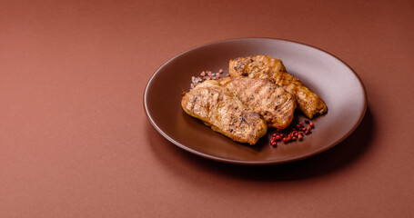 Chicken breast, grilled fillet, meat meal on a plate