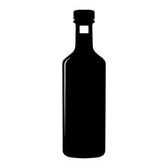 Elegant black silhouette of a tall narrow wine bottle design element