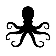 Simple silhouette image of a captivating octopus with graceful tentacles
