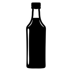 Sleek and modern silhouette of a dark liquid filled bottle design