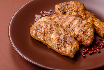 Chicken breast, grilled fillet, meat meal on a plate