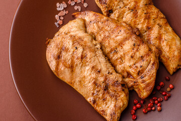 Chicken breast, grilled fillet, meat meal on a plate