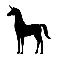 Majestic Unicorn Silhouette Stands Proudly on a White Backdrop, Representing Magic