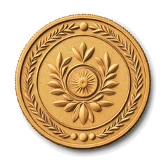 2D flat vector illustration of Antique Coin, isolated on a white background.
