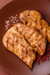 Chicken breast, grilled fillet, meat meal on a plate