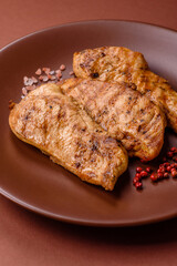 Chicken breast, grilled fillet, meat meal on a plate