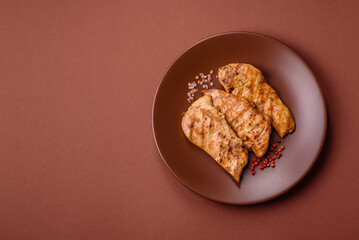 Chicken breast, grilled fillet, meat meal on a plate