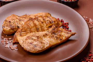 Chicken breast, grilled fillet, meat meal on a plate