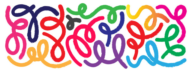 Colorful Gradient curves with Gradient. Organic doodle figure with gradient effect. Vector illustration.