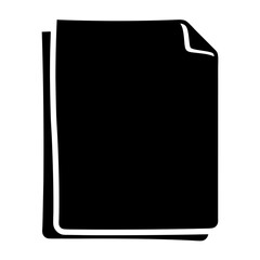 Two black papers stacked, one with a curled corner, on a white background