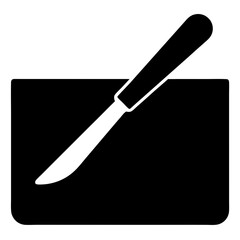 Surgical scalpel cutting into a block, a medical tool illustration design