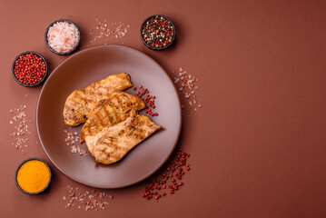 Chicken breast, grilled fillet, meat meal on a plate