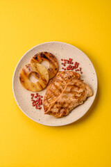 Chicken breast, grilled fillet, meat meal on a plate