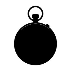 Obraz premium Black Silhouette of a Classic Pocket Watch Depicting Timeless Elegance and Precision