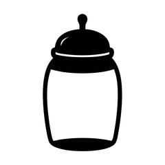 Black and White Baby Bottle Icon Illustration for Baby Products