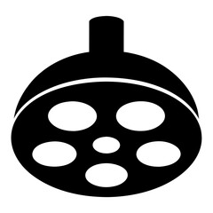 Simple Black and White Surgical Lamp Illustration with Distinctive Hole Pattern