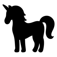 Silhouette of a fanciful unicorn prancing with confidence and elegance in black