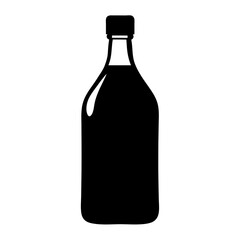 Sleek black silhouette of a liquid filled bottle on a white background