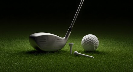 Golfing Equipment on Green Grass Surface Ready for Play